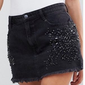 Free People Embellished Denim Skirt